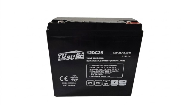 ΜΠΑΤΑΡΙΑ 12DC25 YUSUBA VRLA AGM DEEP CYCLE 12V 25AH c20  ΓΙΑ ΗΛΕΚΤΡΟΚΙΝΗΣΗ