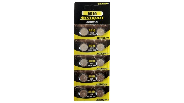 ΜΠΑΤΑΡΙΑ ΑΛΚΑΛΙΚΗ AG10 MOTOBATT (10 τεμάχια)